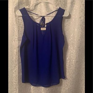 Tovia Navy Blue Sheer Sleevless Top